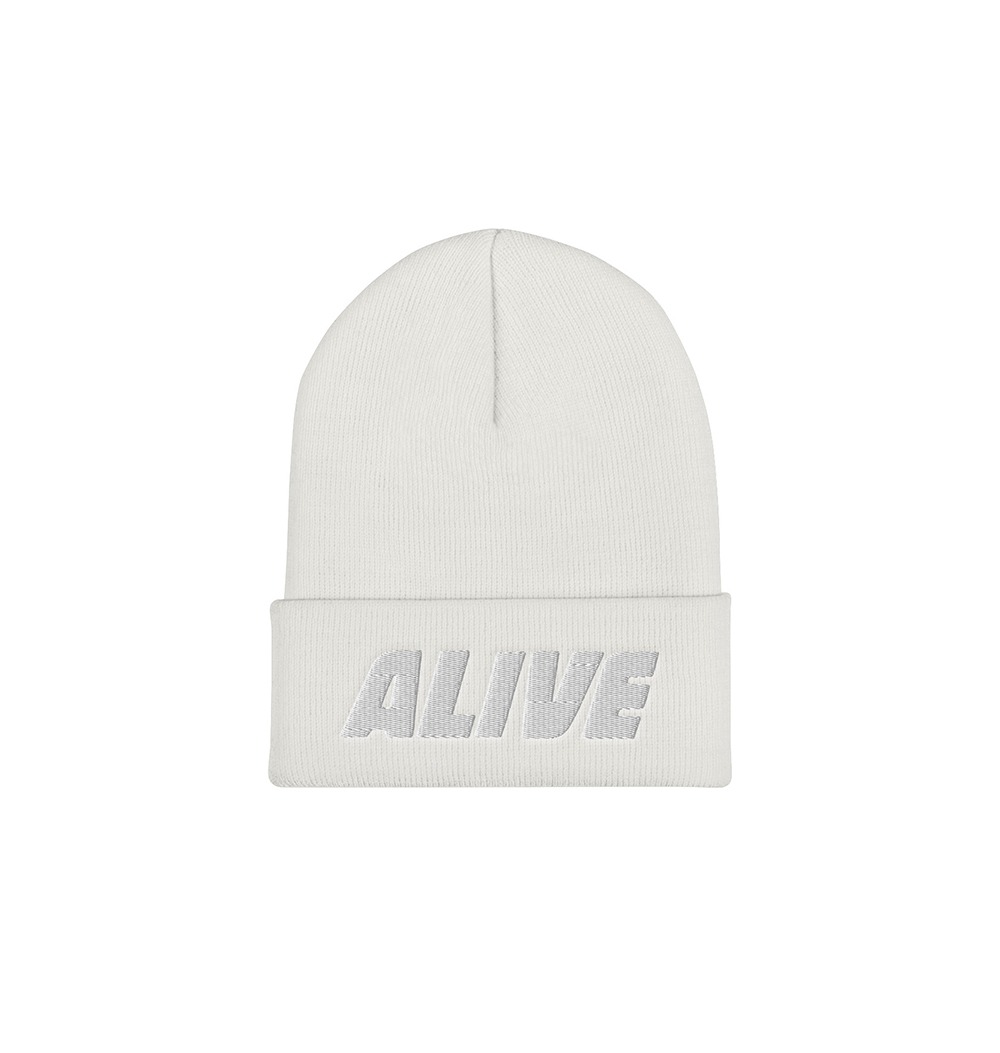 Underage alive embroidered logo product beanie-white
