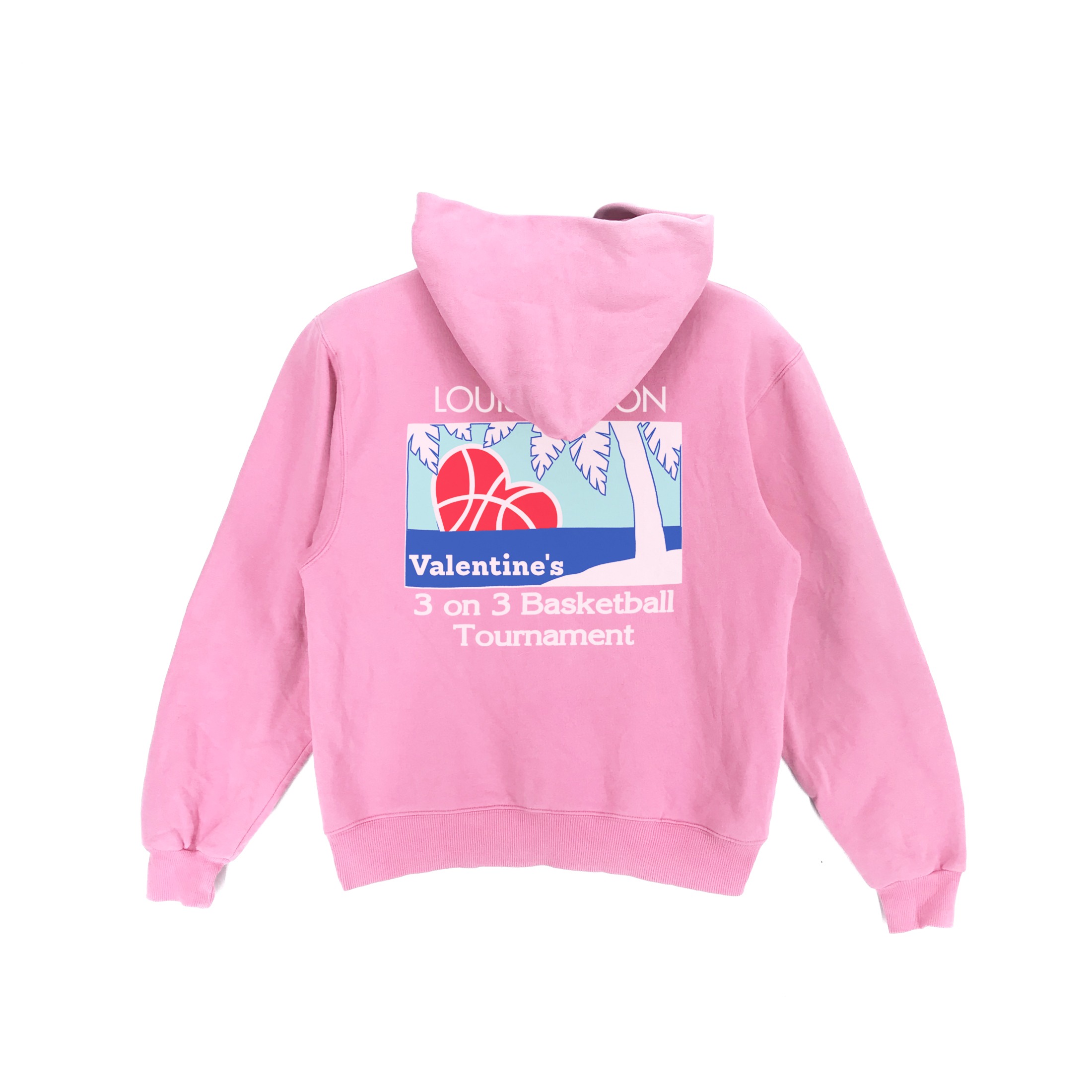 Louis vuitton underage 3 on 3 basketball tournament valentines day edition pullover hoodie product pink back