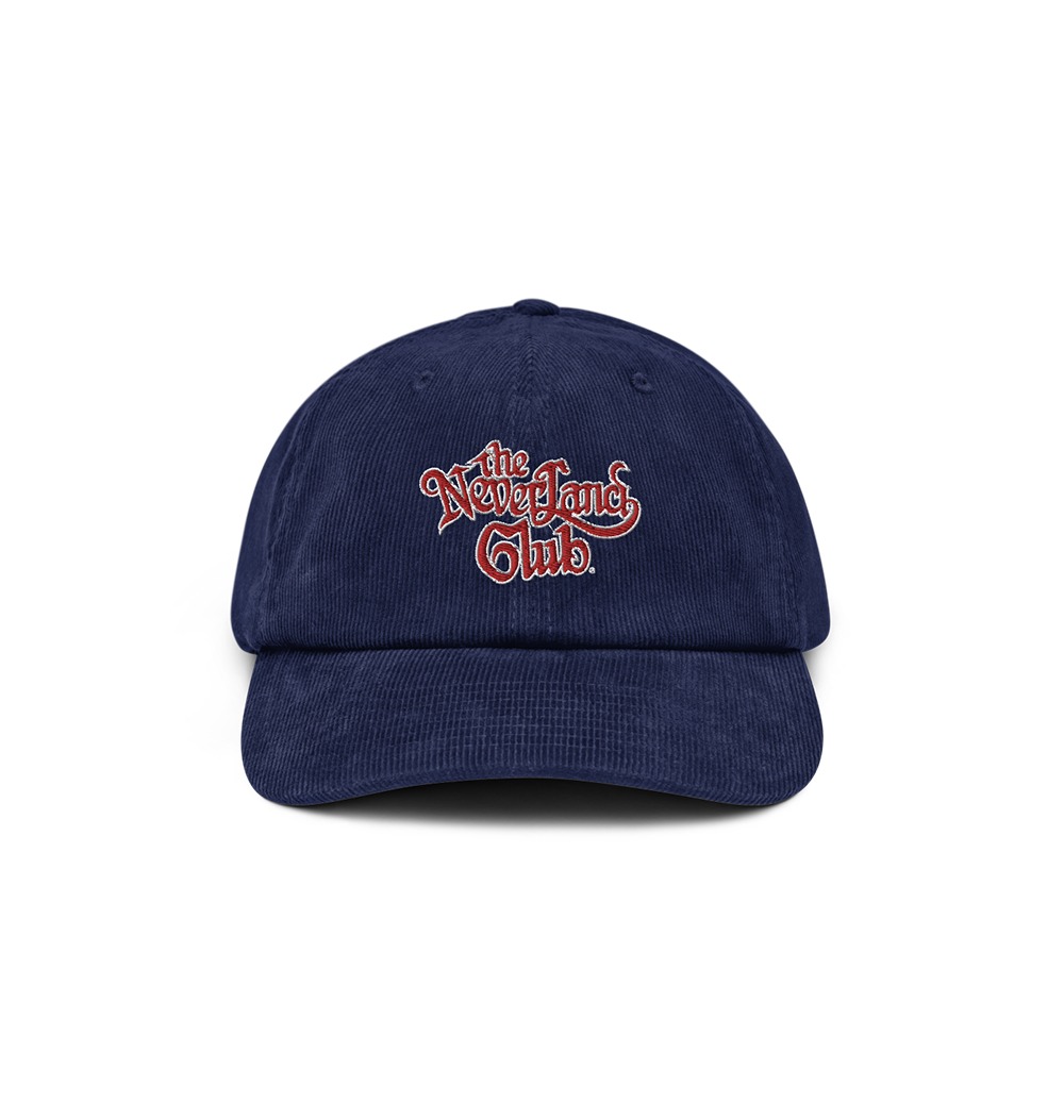 The Neverland Club Embroidered Corduroy Hat (Navy/Red)