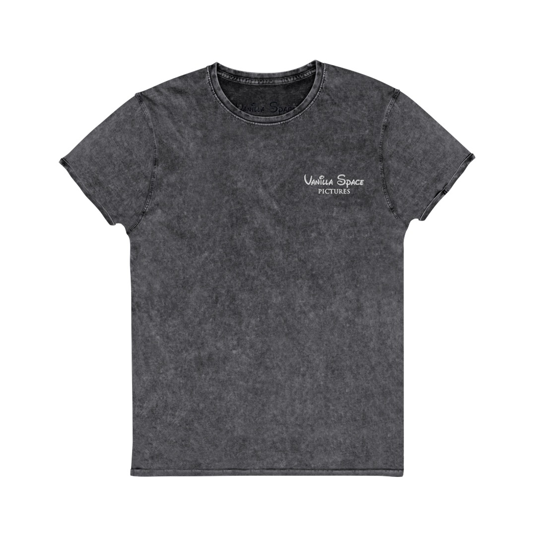 Vanilla Space Pictures Embroidered Denim T-Shirt (Black)
