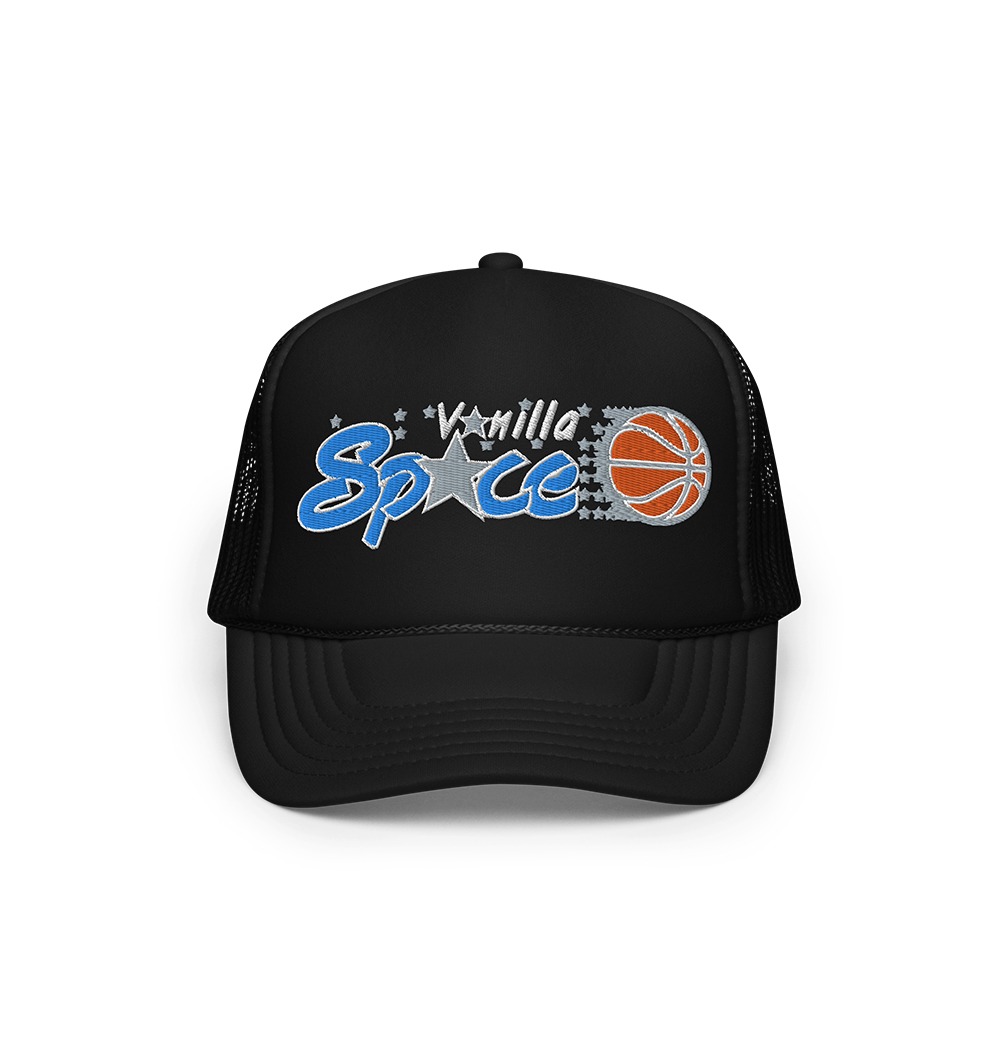 Vanilla Space Magical Team Logo Embroidered Foam Trucker Hat (Black)