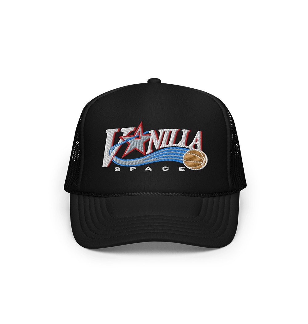 Vanilla Space Phil Logo Embroidered Foam Trucker Hat (Black)