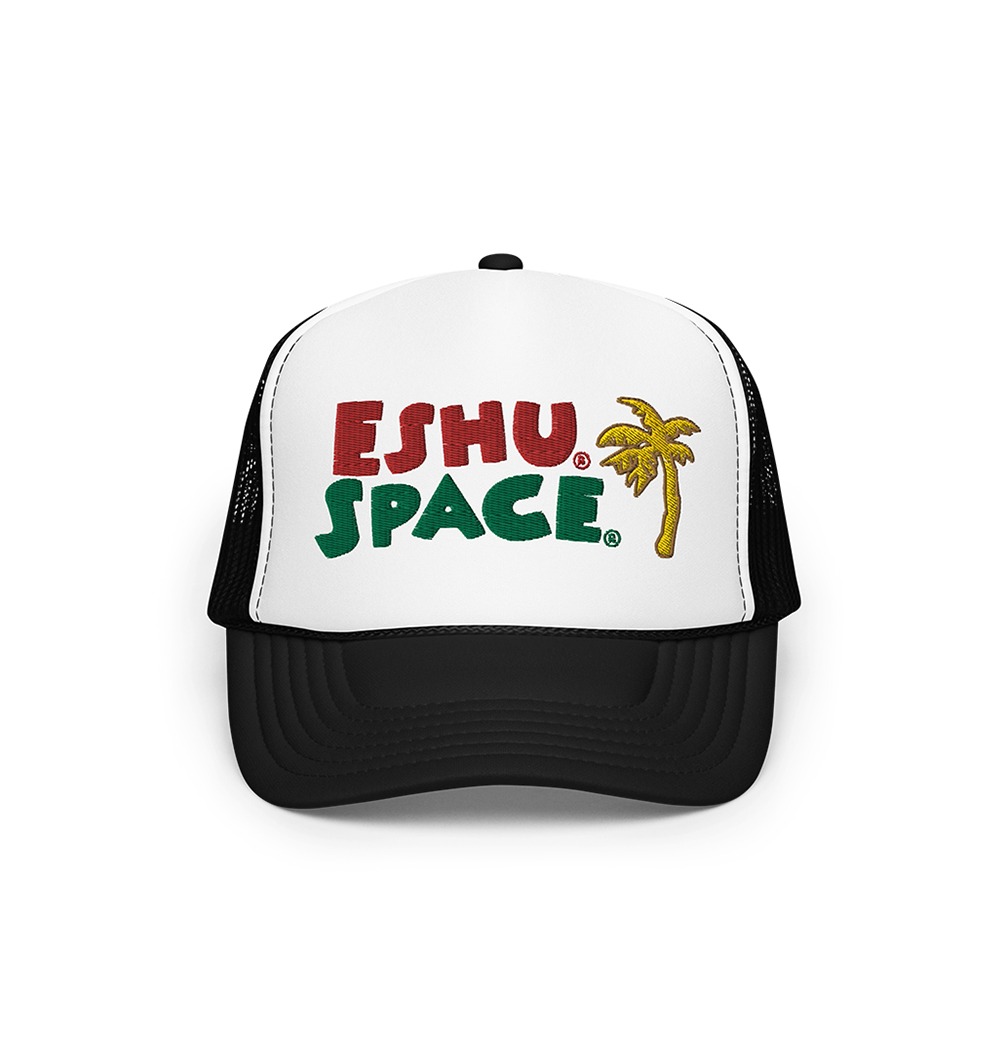 ESHUSPACE® Embroidered Foam Trucker Hat (Black/White)