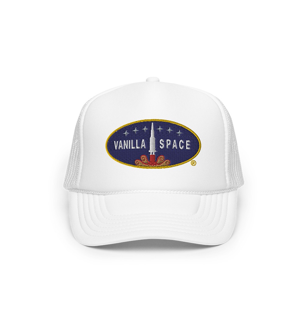 Vanilla Space Mission Control Trucker Hat (White)