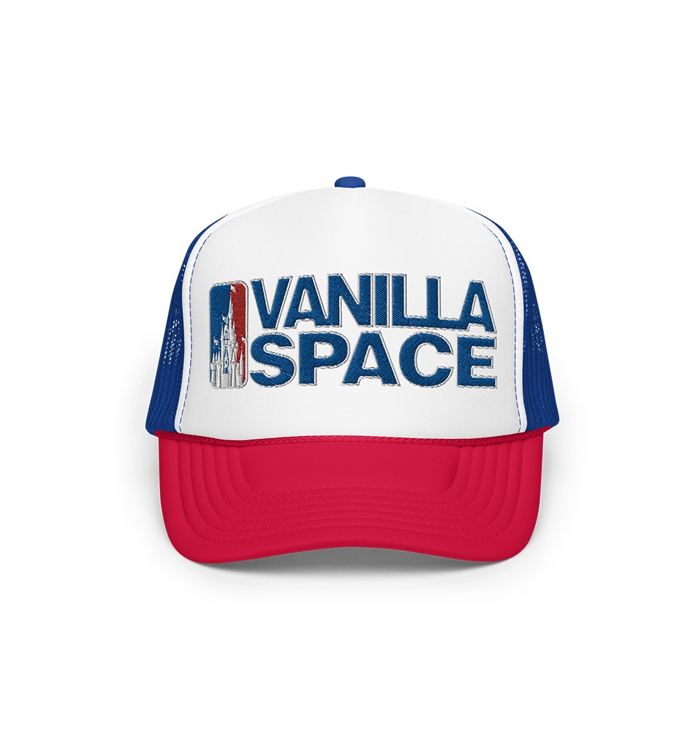 Vanilla Space League Logo Trucker Hat (White/Royal/Red)