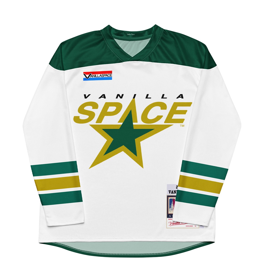Vanilla Space Star Logo Hockey Jersey (Green/White)